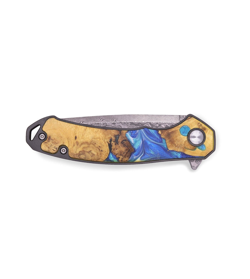 EDC Wood+Resin Pocket Knife - Alisa (Blue, 718580)