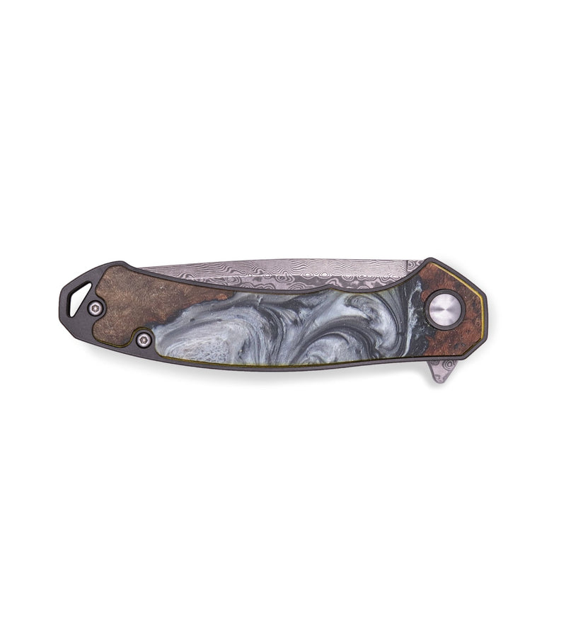 EDC Wood+Resin Pocket Knife - Roger (Black & White, 718591)