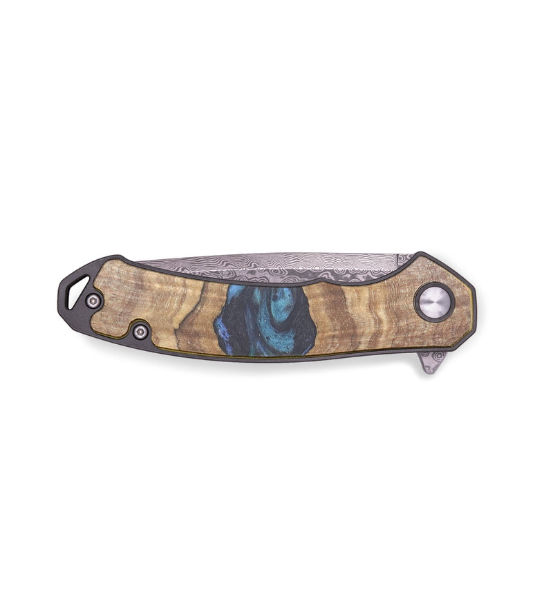 EDC Wood+Resin Pocket Knife - Nasir (Blue, 718592)