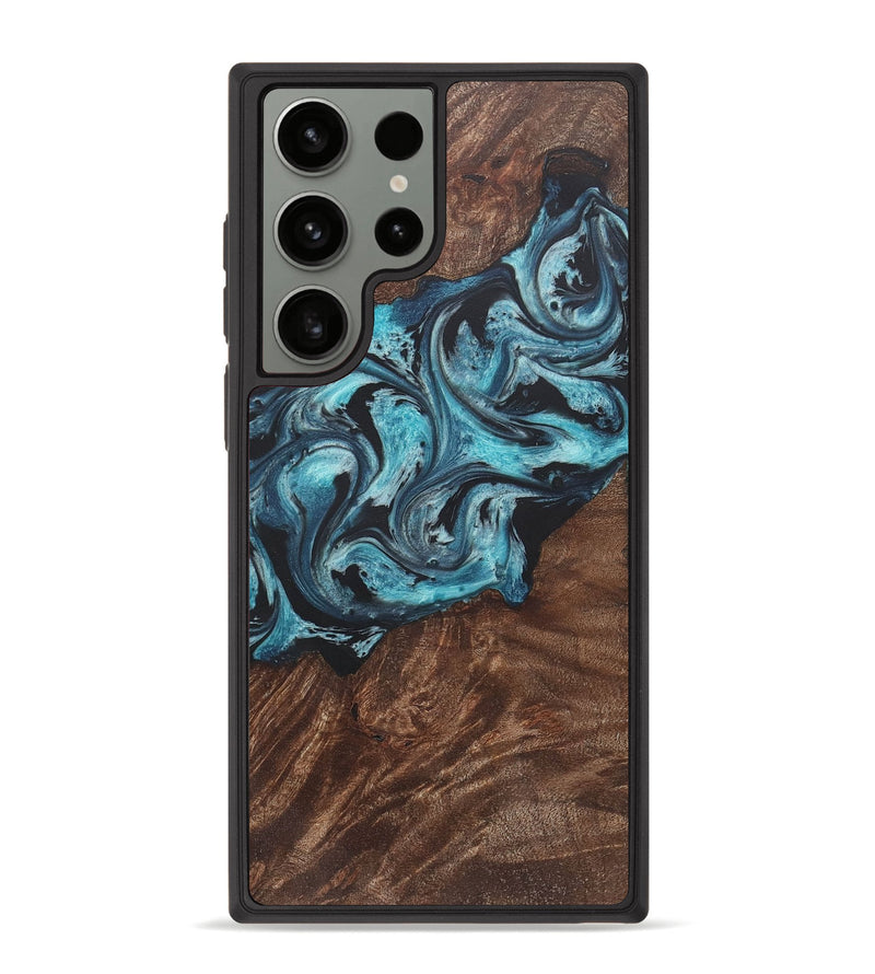 Galaxy S23 Ultra Wood+Resin Phone Case - Nora (Blue, 718760)