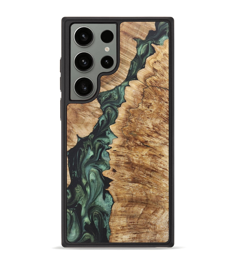 Galaxy S23 Ultra Wood+Resin Phone Case - Abraham (Green, 718913)