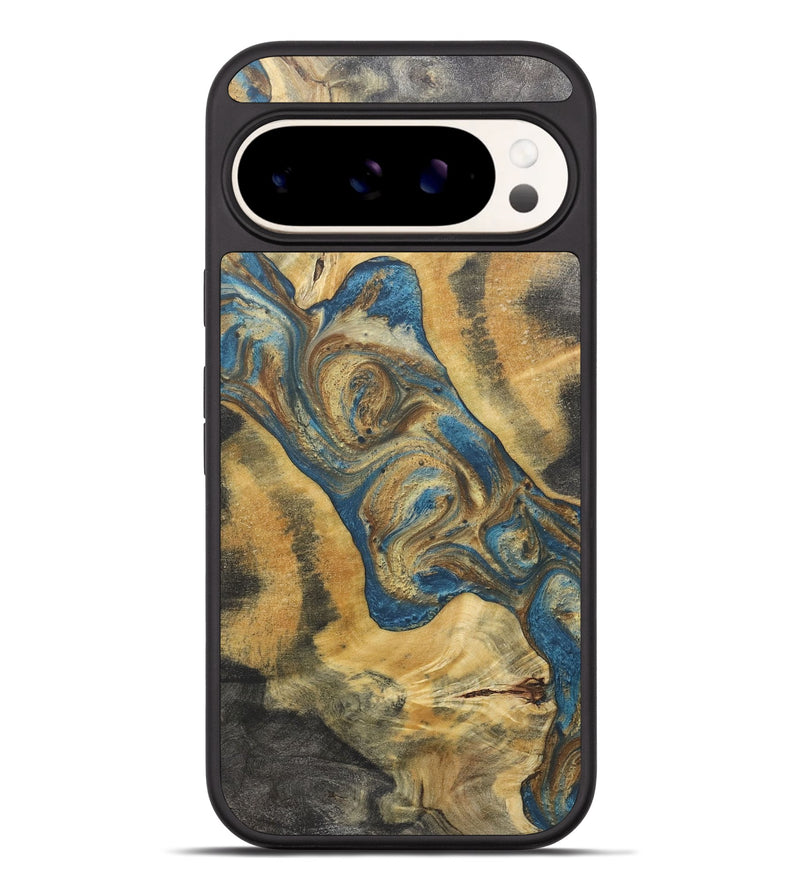 Pixel 9 Pro XL Wood+Resin Phone Case - Keith (Teal & Gold, 718956)