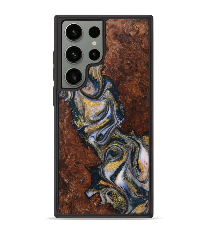 Galaxy S23 Ultra Wood+Resin Phone Case - Molly (Teal & Gold, 719118)