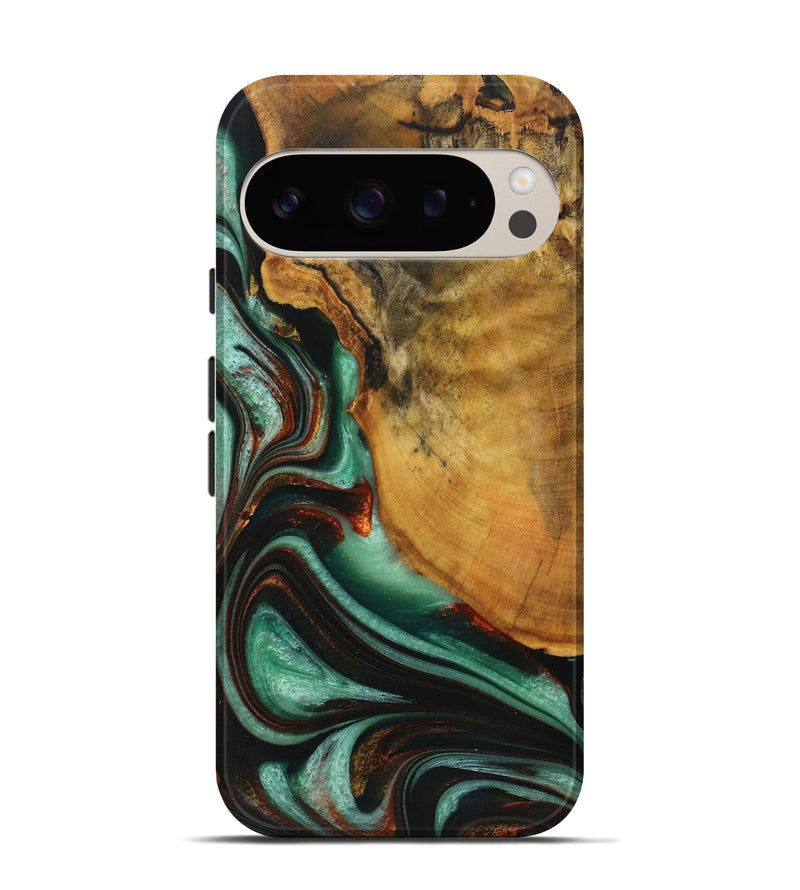 Pixel 9 Pro Wood+Resin Live Edge Phone Case - Mya (Green, 719293)
