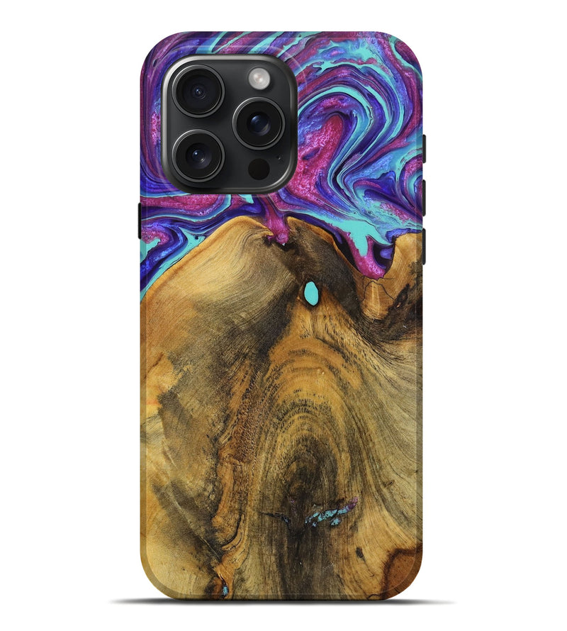 iPhone 16 Pro Max Wood+Resin Live Edge Phone Case - Gwendolyn (Purple, 719303)