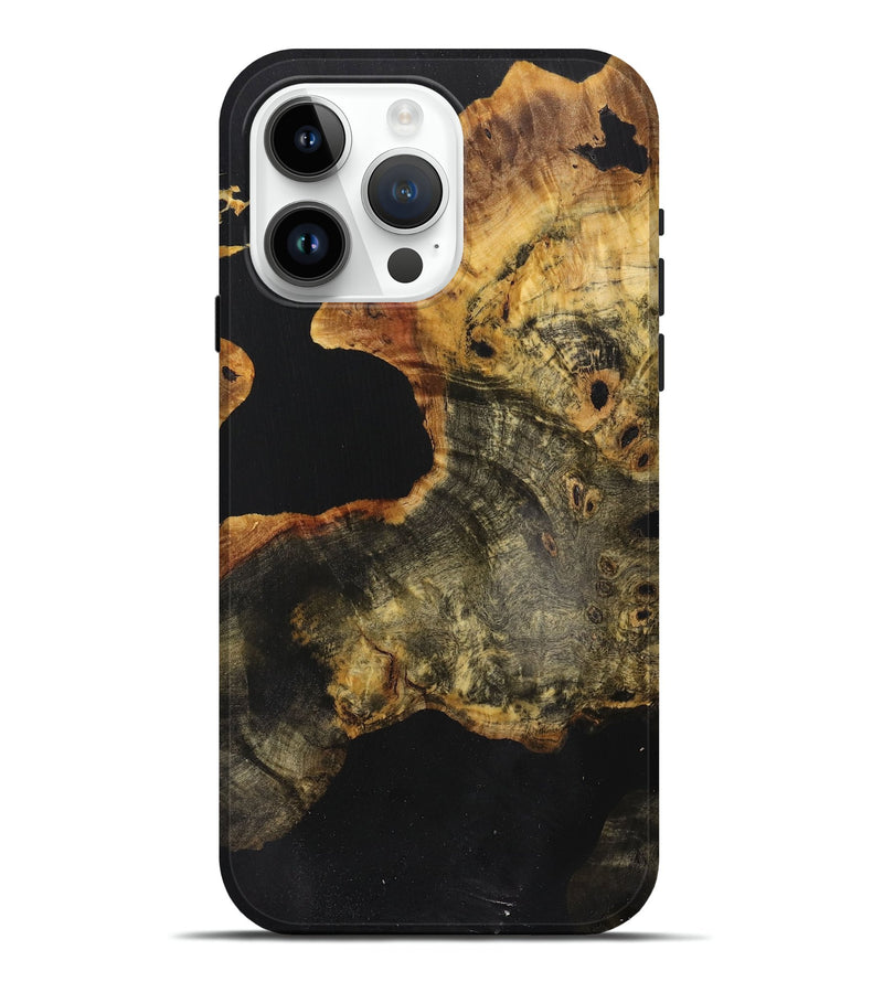 iPhone 15 Pro Max Wood+Resin Live Edge Phone Case - Trisha (Pure Black, 719308)