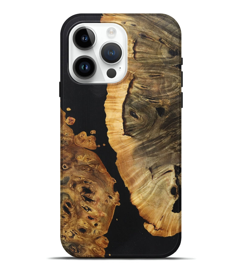 iPhone 15 Pro Max Wood+Resin Live Edge Phone Case - Emilio (Pure Black, 719310)