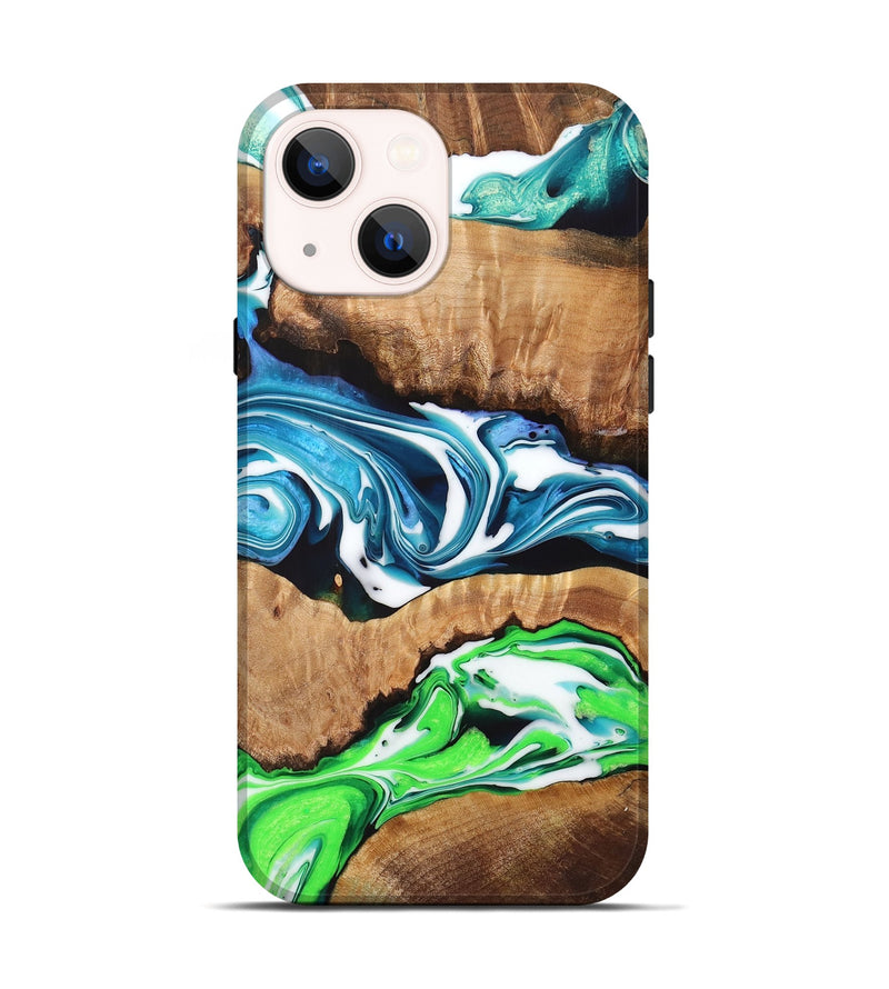 iPhone 14 Wood+Resin Live Edge Phone Case - Diana (Blue, 719316)
