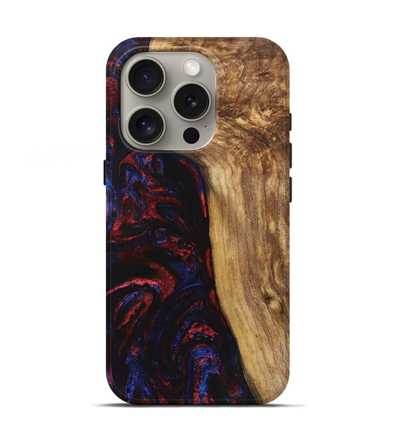 iPhone 16 Pro Wood+Resin Live Edge Phone Case - Raul (Red, 719317)