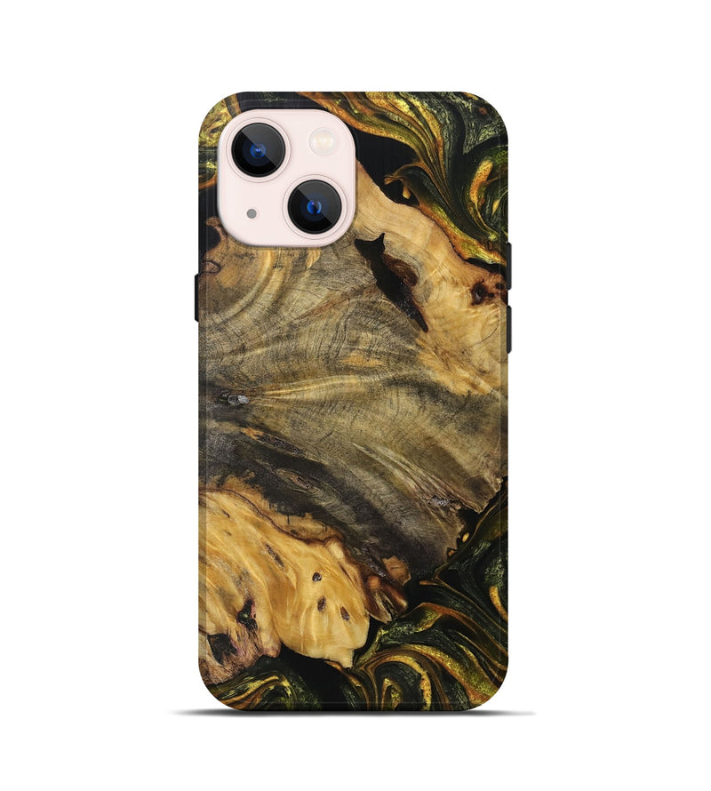 iPhone 13 mini Wood+Resin Live Edge Phone Case - Toni (Green, 719329)