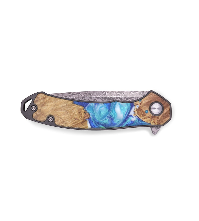 EDC Wood+Resin Pocket Knife - Ryder (Blue, 719349)