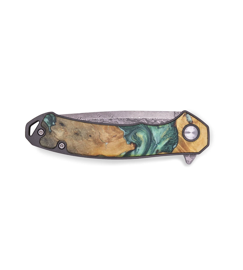 EDC Wood+Resin Pocket Knife - Fatima (Green, 719364)