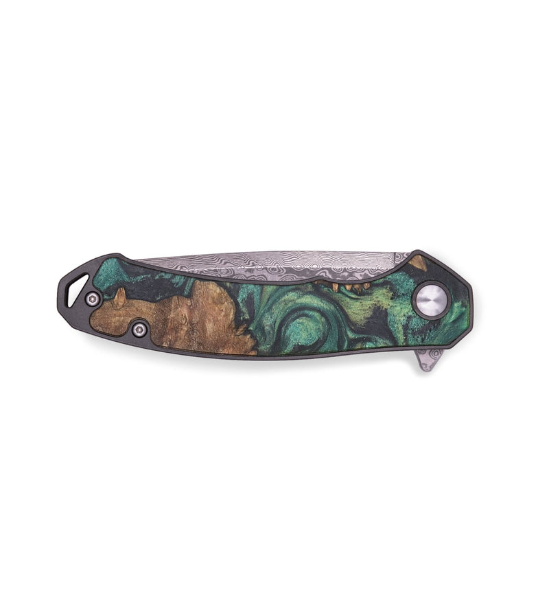 EDC Wood+Resin Pocket Knife - Judah (Green, 719379)