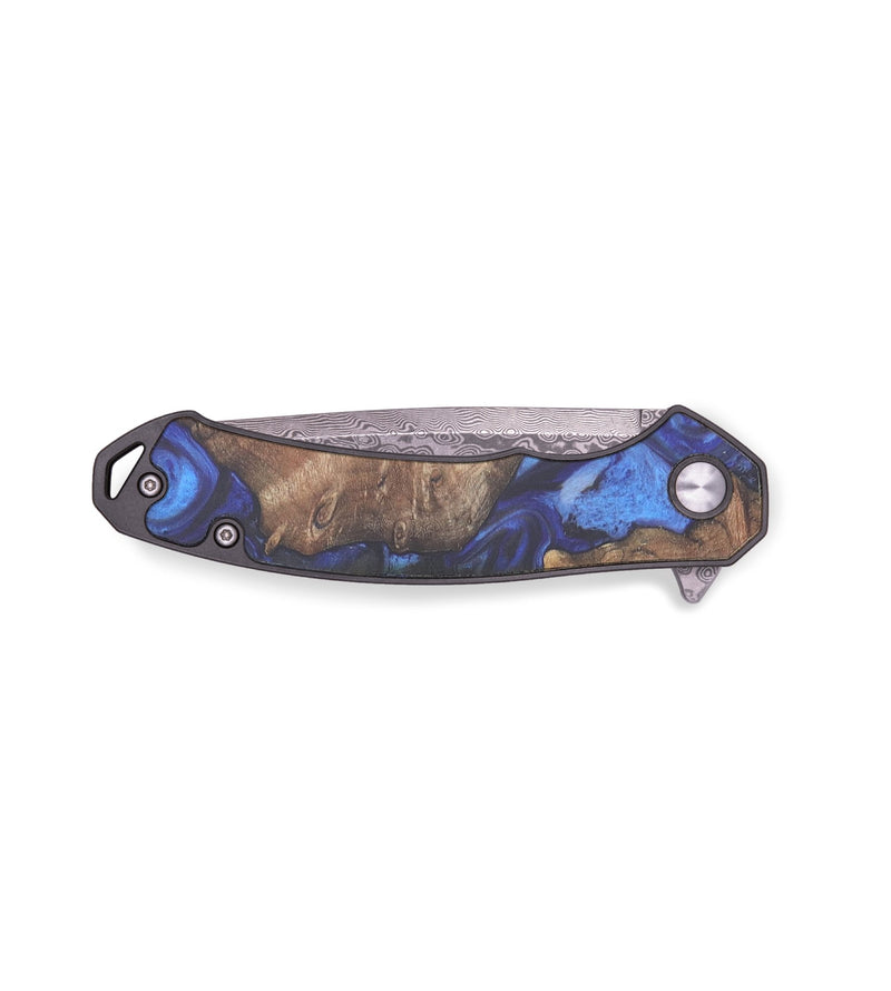 EDC Wood+Resin Pocket Knife - Kenya (Blue, 719385)