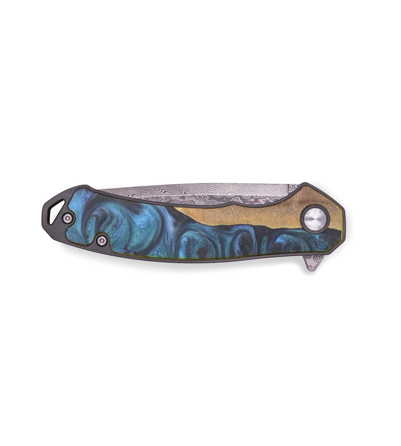 EDC Wood+Resin Pocket Knife - Joseph (Blue, 719389)