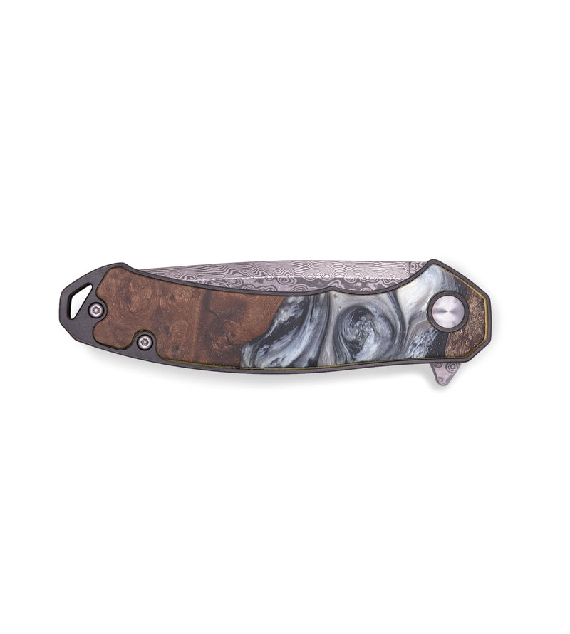 EDC Wood+Resin Pocket Knife - Arya (Black & White, 719396)