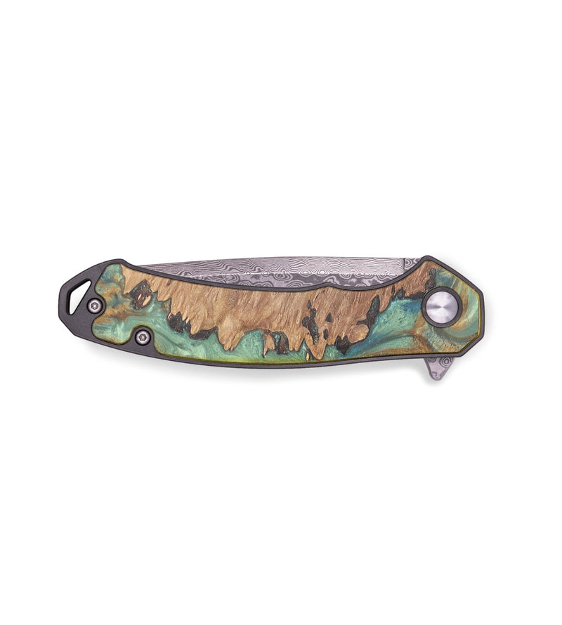 EDC Wood+Resin Pocket Knife - Melvin (Teal & Gold, 719405)