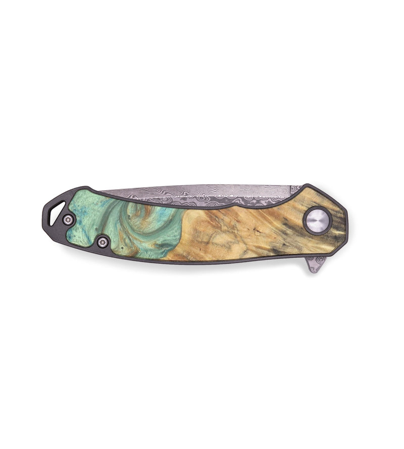 EDC Wood+Resin Pocket Knife - Anna (Teal & Gold, 719407)