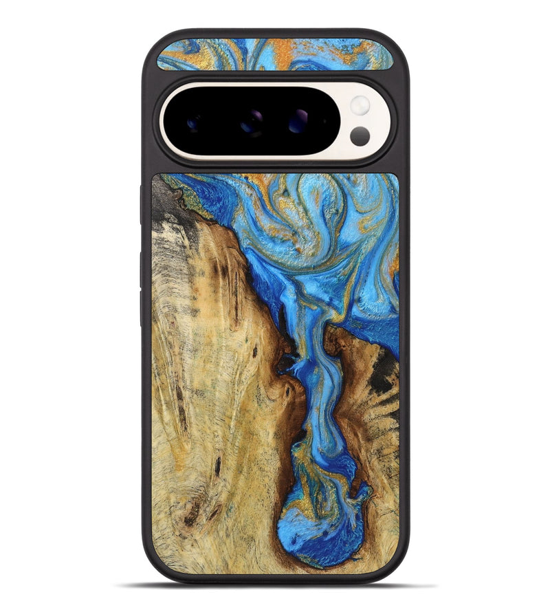 Pixel 9 Pro XL Wood+Resin Phone Case - Milo (Teal & Gold, 719486)