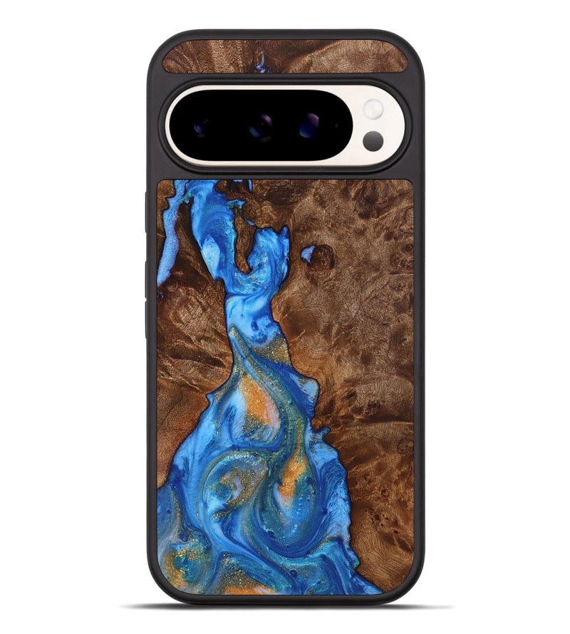 Pixel 9 Pro XL Wood+Resin Phone Case - Tasha (Teal & Gold, 719494)