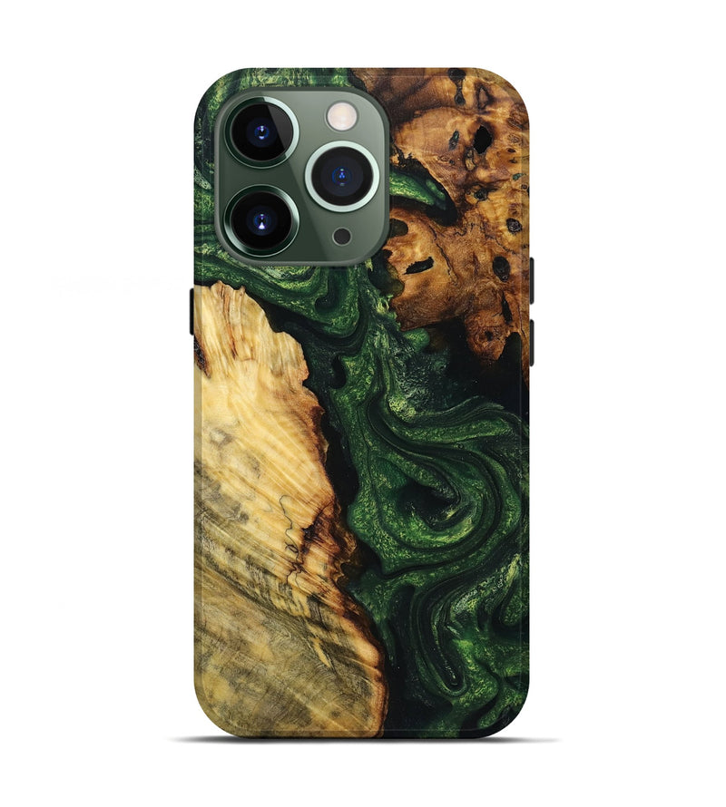 iPhone 13 Pro Wood+Resin Live Edge Phone Case - Lana (Green, 719605)