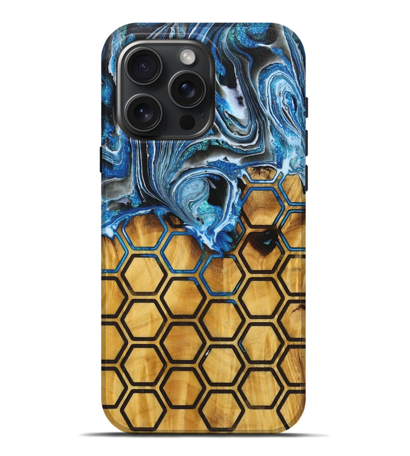 iPhone 16 Pro Max Wood+Resin Live Edge Phone Case - Dominique (Pattern, 719609)