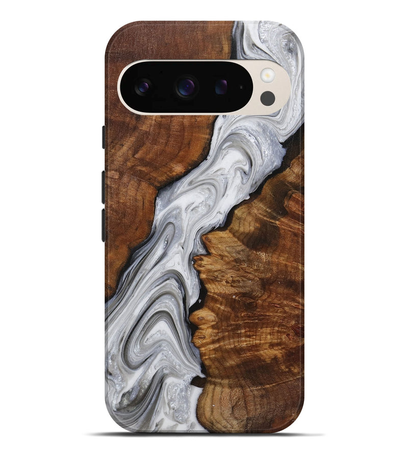 Pixel 9 Pro XL Wood+Resin Live Edge Phone Case - Valerie (Black & White, 719616)