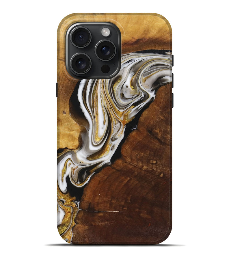 iPhone 16 Pro Max Wood+Resin Live Edge Phone Case - Alexandra (Black & White, 719618)