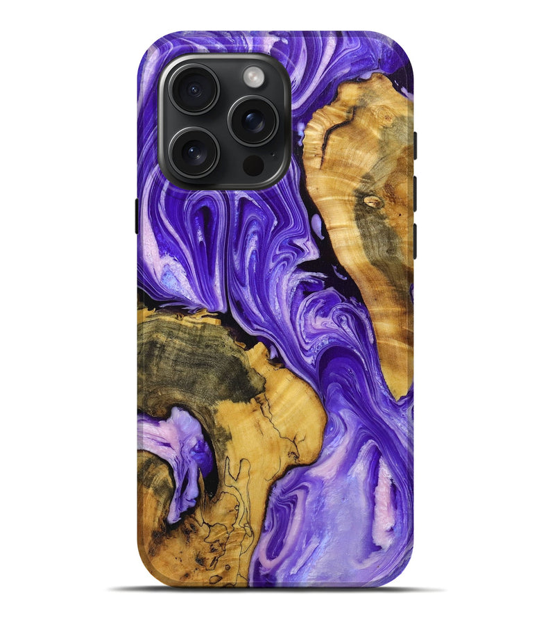 iPhone 16 Pro Max Wood+Resin Live Edge Phone Case - Alison (Purple, 719624)