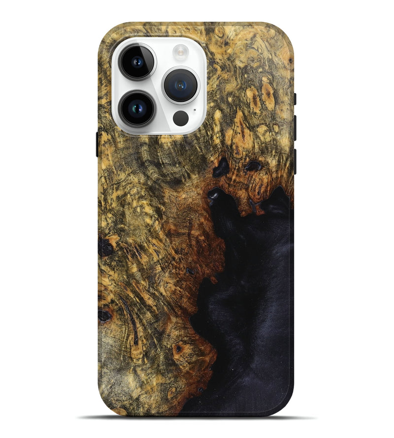 iPhone 15 Pro Max Wood+Resin Live Edge Phone Case - Ramona (Pure Black, 719628)