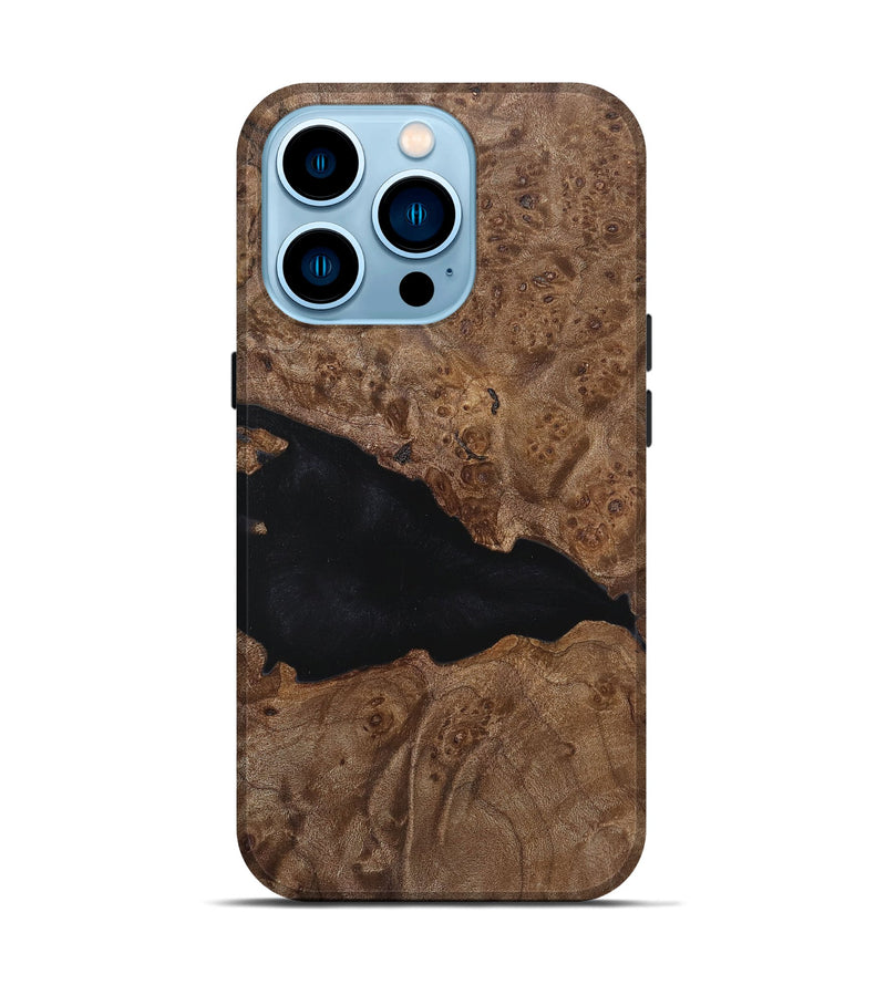 iPhone 14 Pro Wood+Resin Live Edge Phone Case - Ryker (Pure Black, 719629)