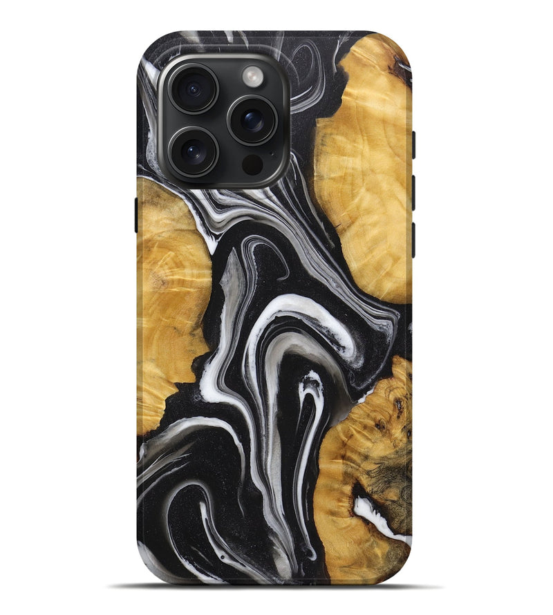 iPhone 16 Pro Max Wood+Resin Live Edge Phone Case - Philip (Black & White, 719633)
