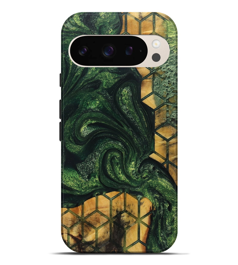 Pixel 9 Pro XL Wood+Resin Live Edge Phone Case - Mackenzie (Green, 719638)