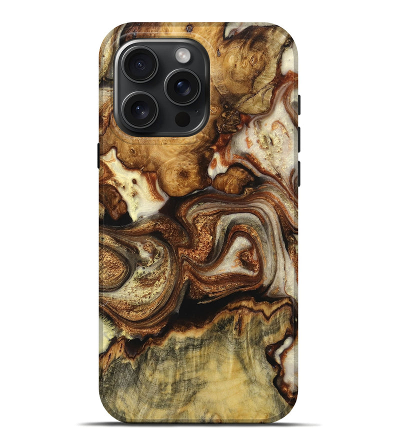 iPhone 16 Pro Max Wood+Resin Live Edge Phone Case - Kelli (Black & White, 719790)