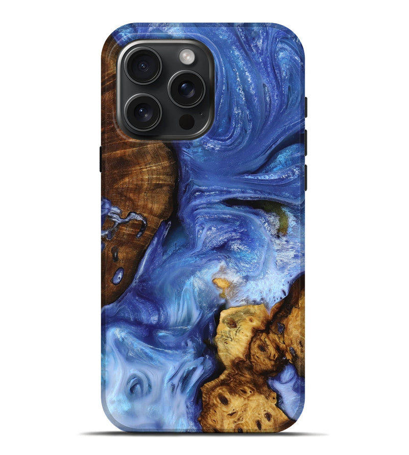 iPhone 16 Pro Max Wood+Resin Live Edge Phone Case - Bernard (Black & White, 719794)
