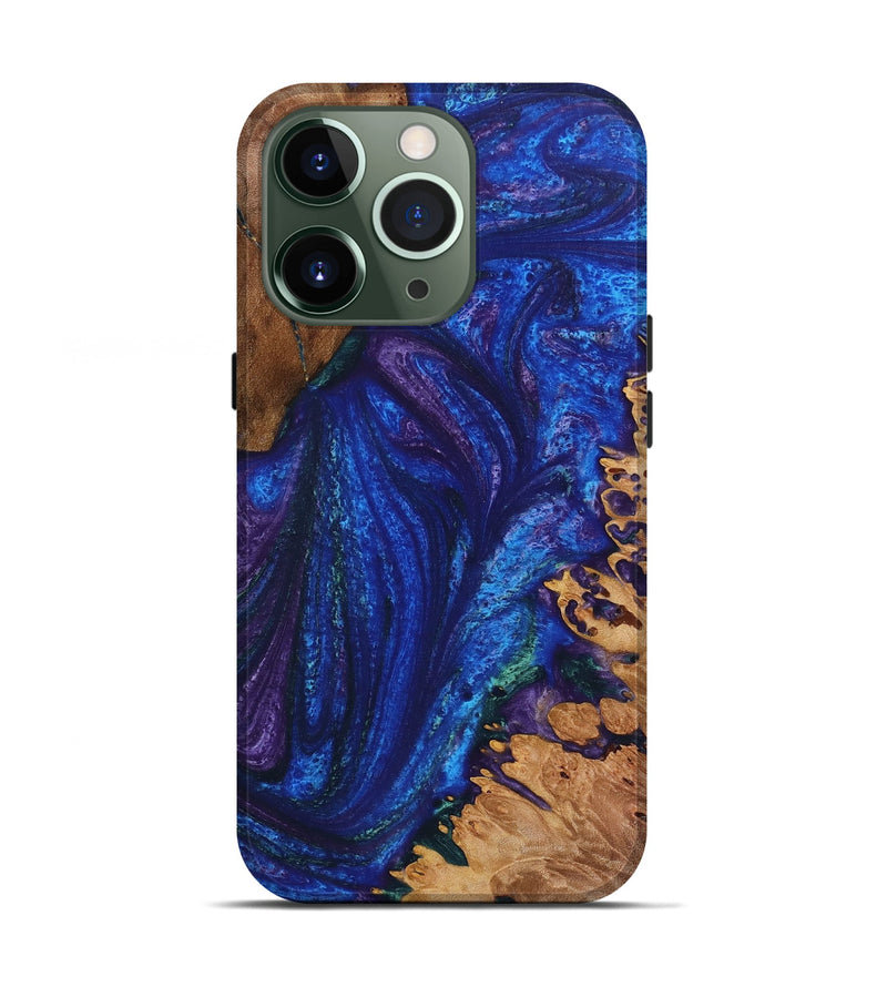 iPhone 13 Pro Wood+Resin Live Edge Phone Case - Finley (Blue, 719795)