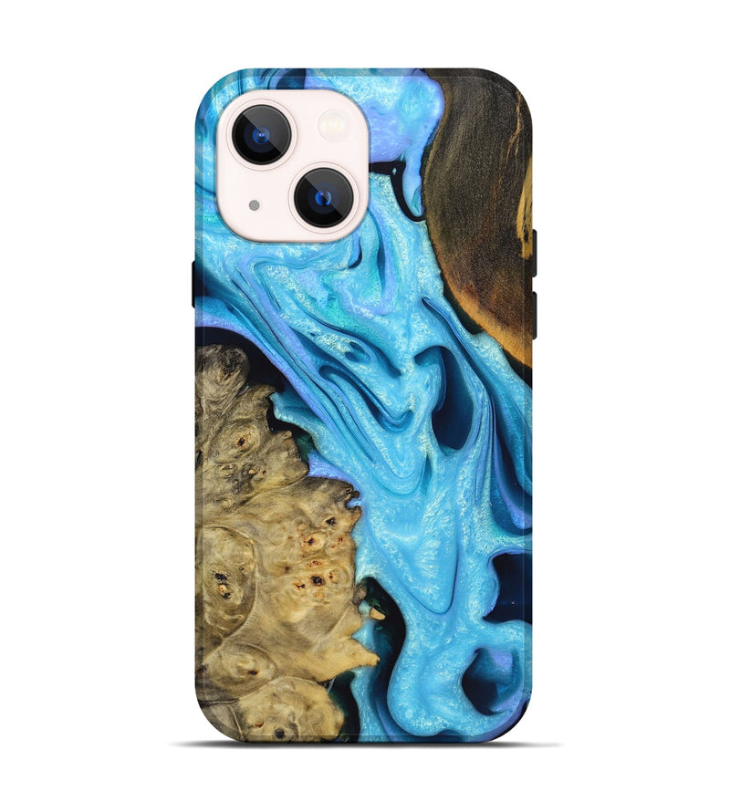 iPhone 14 Wood+Resin Live Edge Phone Case - Rebekah (Blue, 719800)