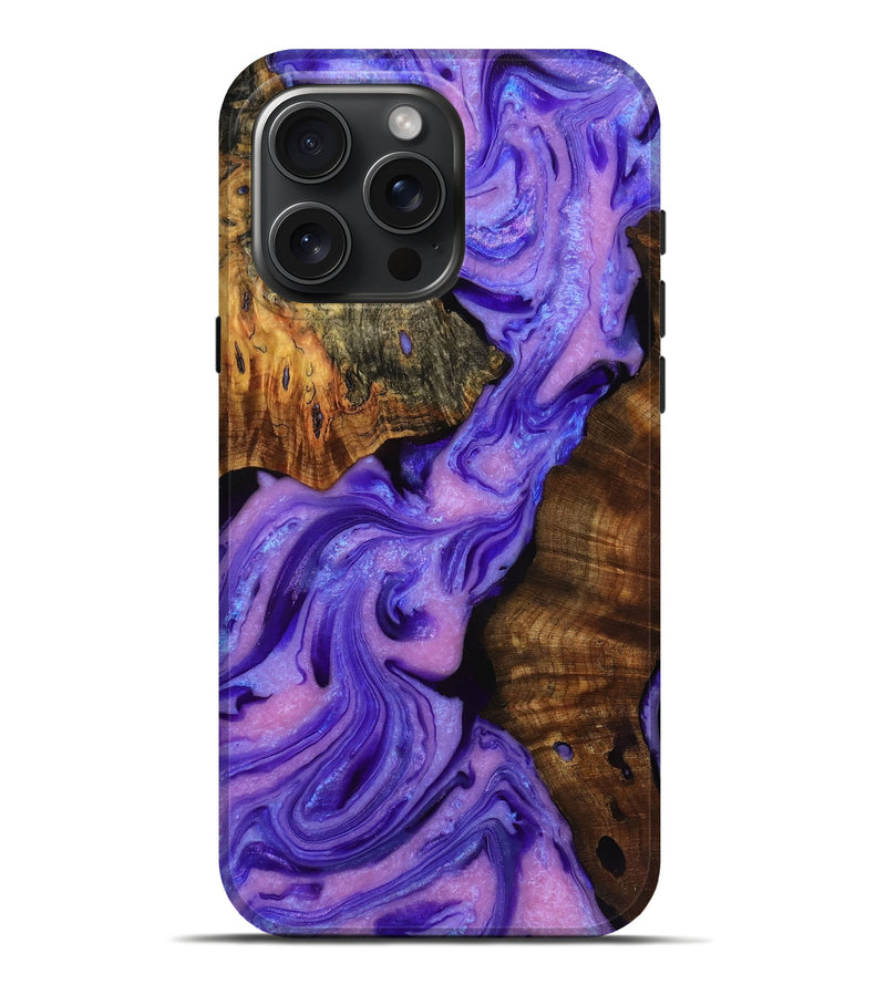 iPhone 16 Pro Max Wood+Resin Live Edge Phone Case - Ashley (Purple, 719805)
