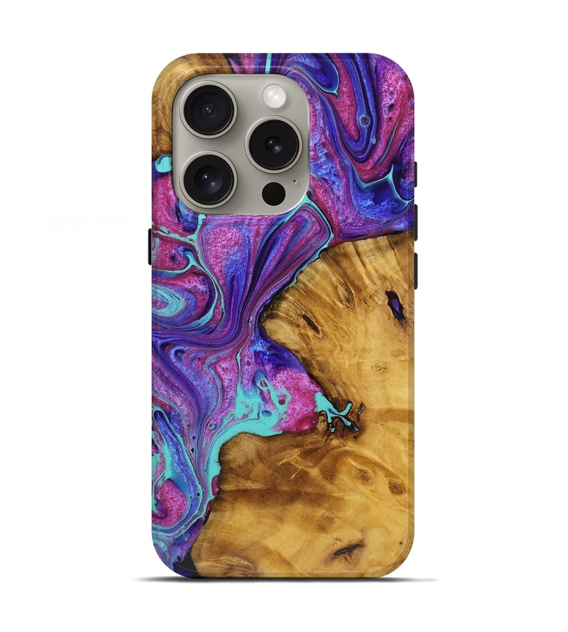 iPhone 16 Pro Wood+Resin Live Edge Phone Case - Weston (Purple, 719807)