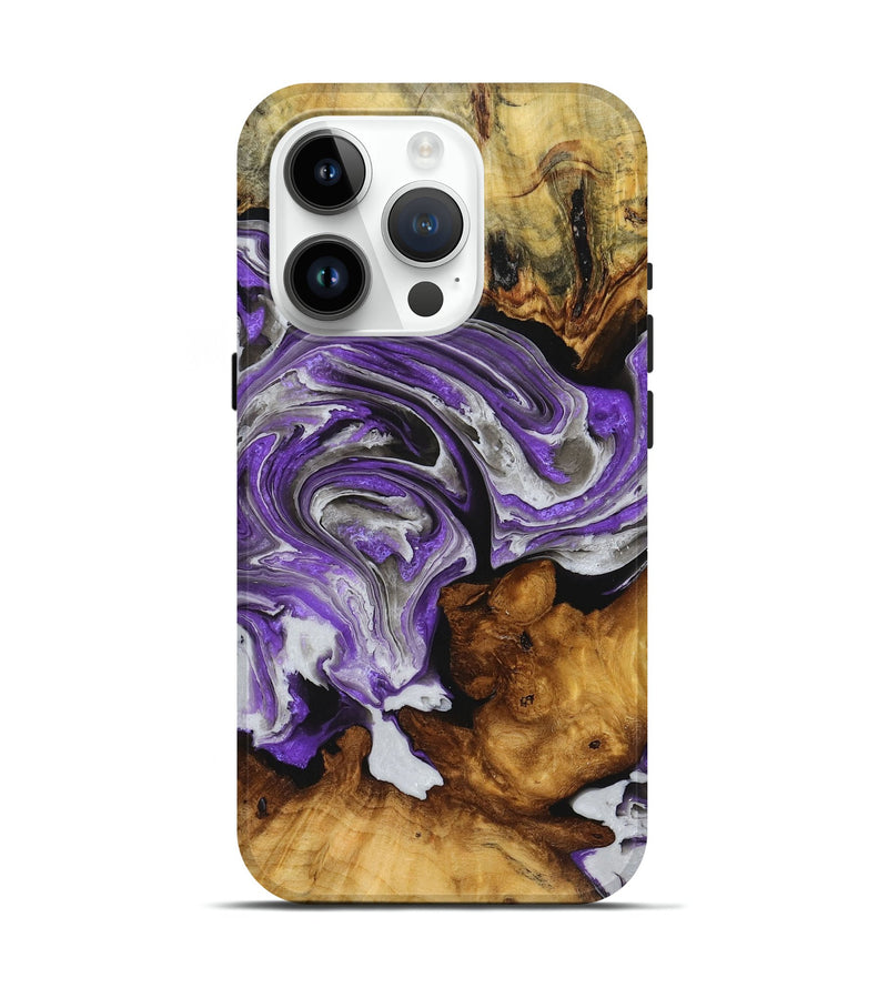 iPhone 15 Pro Wood+Resin Live Edge Phone Case - Madalyn (Purple, 719809)
