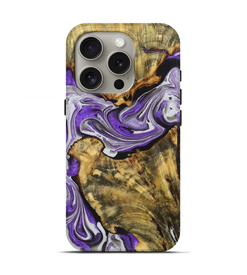 iPhone 16 Pro Wood+Resin Live Edge Phone Case - Amir (Purple, 719810)