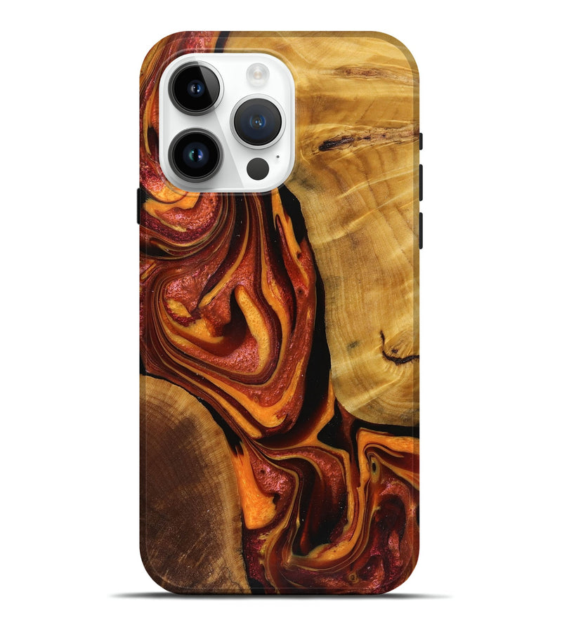 iPhone 15 Pro Max Wood+Resin Live Edge Phone Case - Jett (Red, 719818)