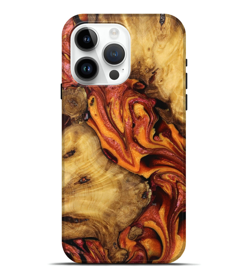 iPhone 15 Pro Max Wood+Resin Live Edge Phone Case - Rosemarie (Red, 719820)