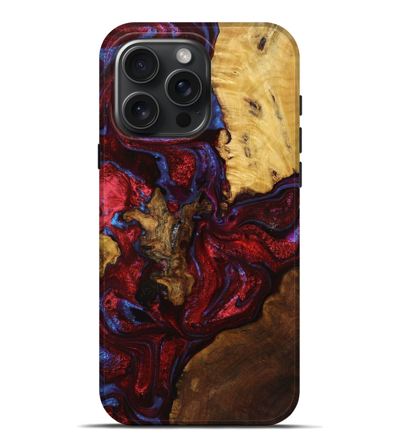 iPhone 16 Pro Max Wood+Resin Live Edge Phone Case - Malachi (Red, 719822)