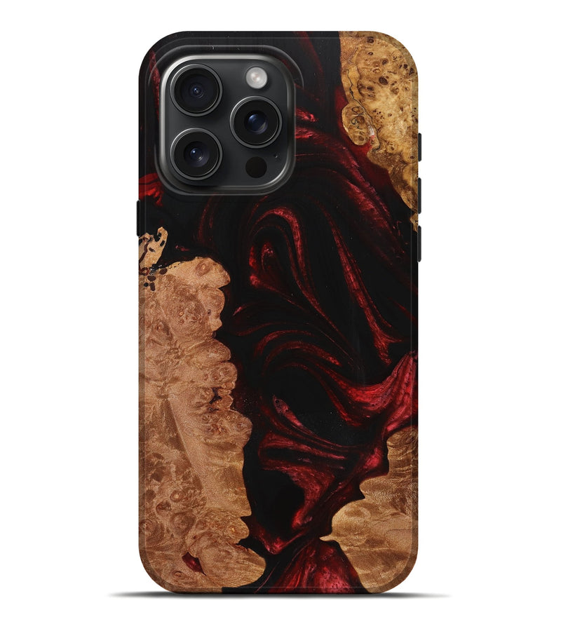 iPhone 16 Pro Max Wood+Resin Live Edge Phone Case - Duane (Red, 719823)