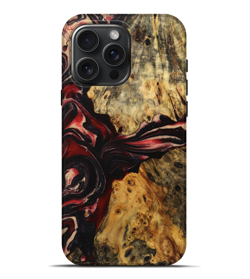 iPhone 16 Pro Max Wood+Resin Live Edge Phone Case - Kendra (Red, 719826)