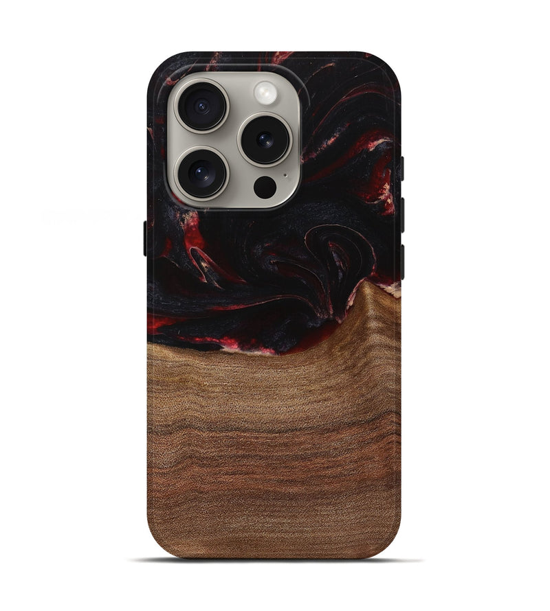 iPhone 16 Pro Wood+Resin Live Edge Phone Case - Declan (Red, 719827)