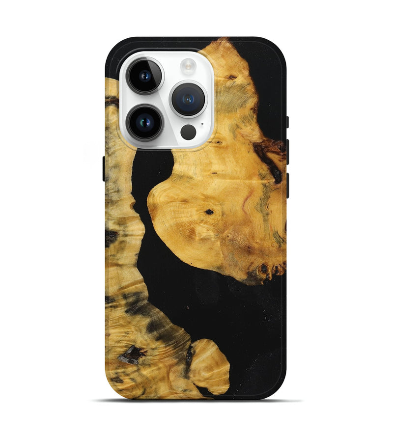 iPhone 15 Pro Wood+Resin Live Edge Phone Case - Braydon (Pure Black, 719829)