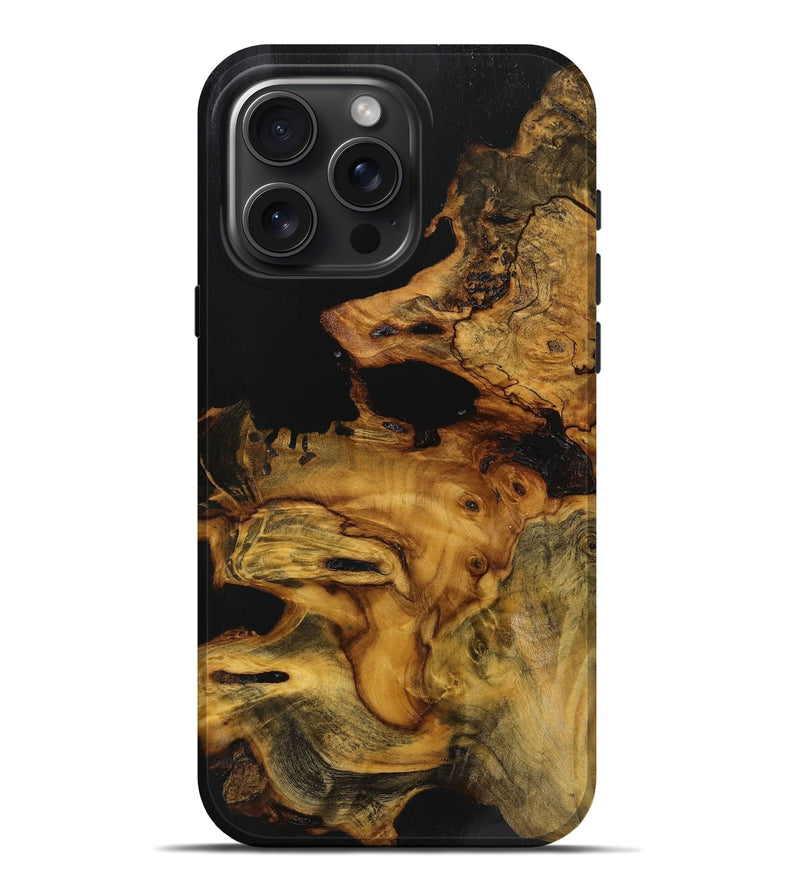 iPhone 16 Pro Max Wood+Resin Live Edge Phone Case - Audra (Pure Black, 719831)