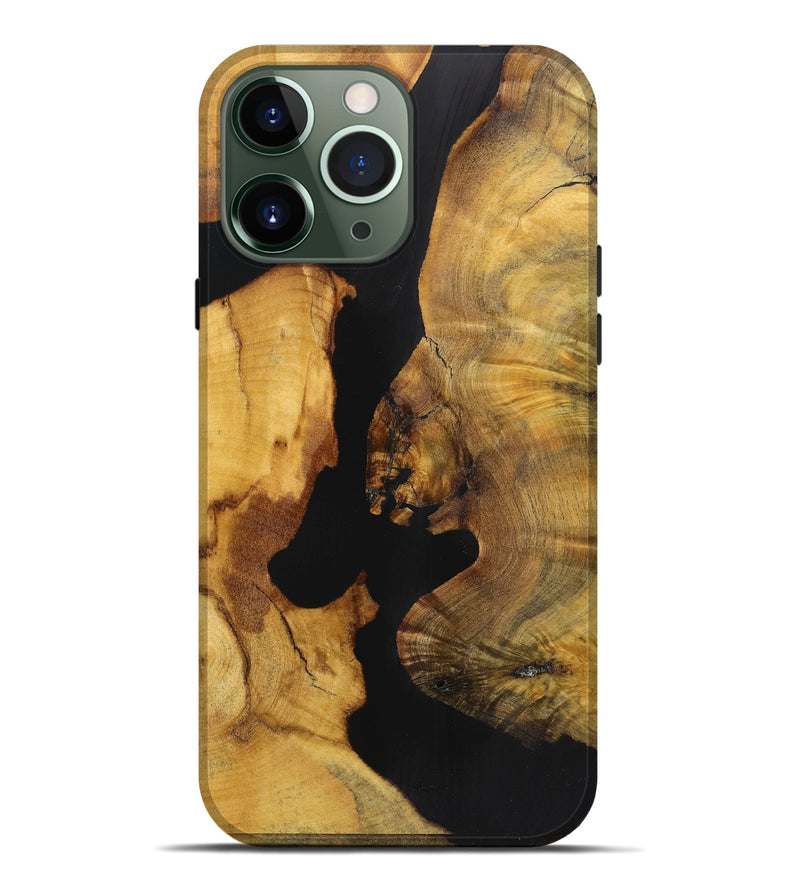 iPhone 13 Pro Max Wood+Resin Live Edge Phone Case - Sophia (Pure Black, 719835)
